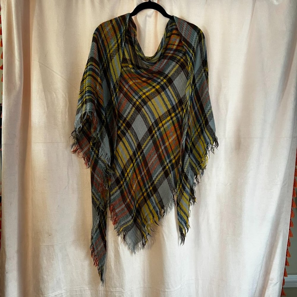Shawl - grey, yellow, orange